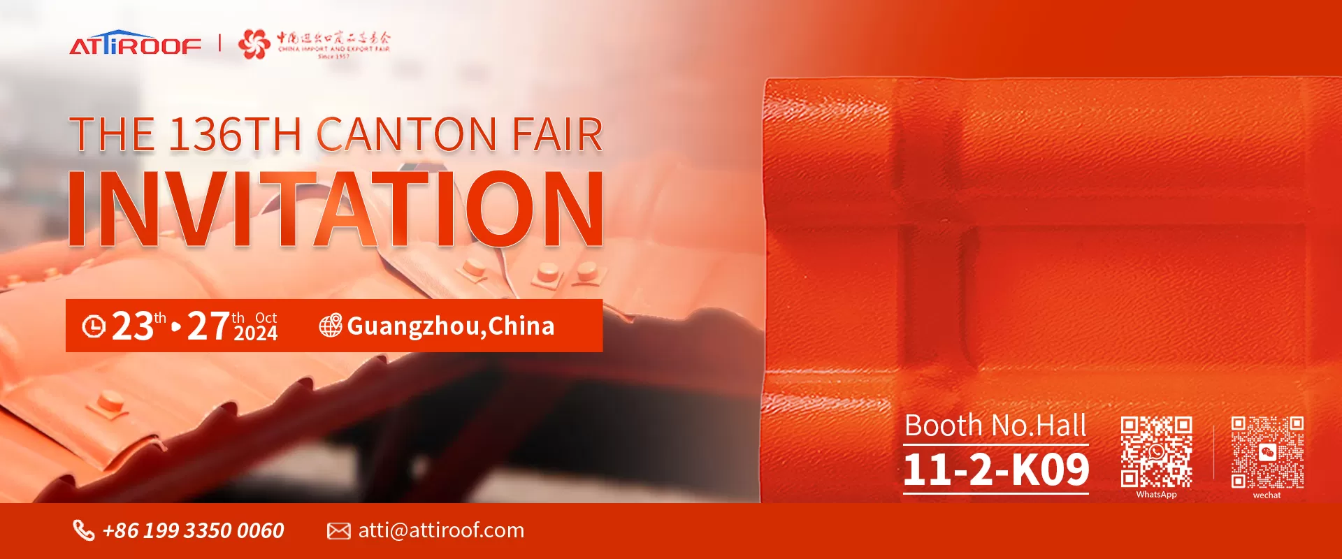 2024 China Autumn Canton Fair-Exhibition Location: 11-2-k09; Product: upvc roof sheets