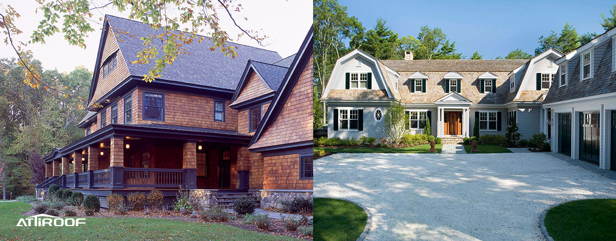 Side-by-side comparison of houses with different roof styles, highlighting aesthetic versatility.